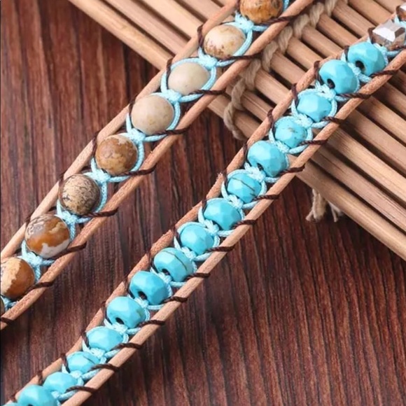 SOLD!! NEW, Druzy and Stones Leather Wrap Bracelet - Picture 6 of 7